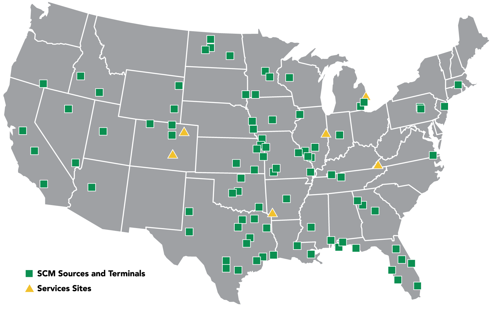 Eco Materials map of SCM sources and terminals