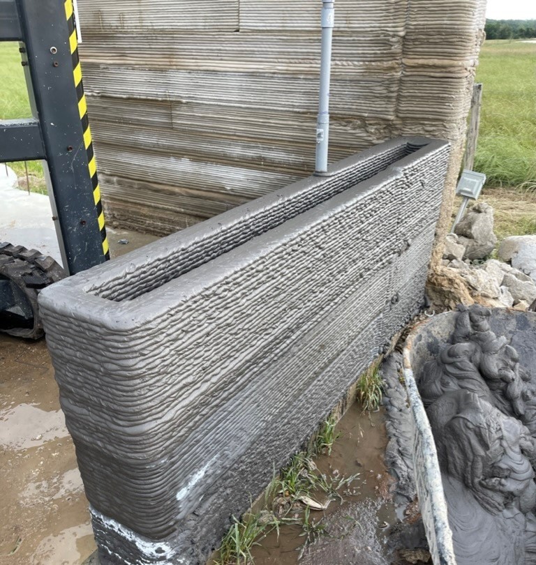 Concrete wall used in a 3-D printed home